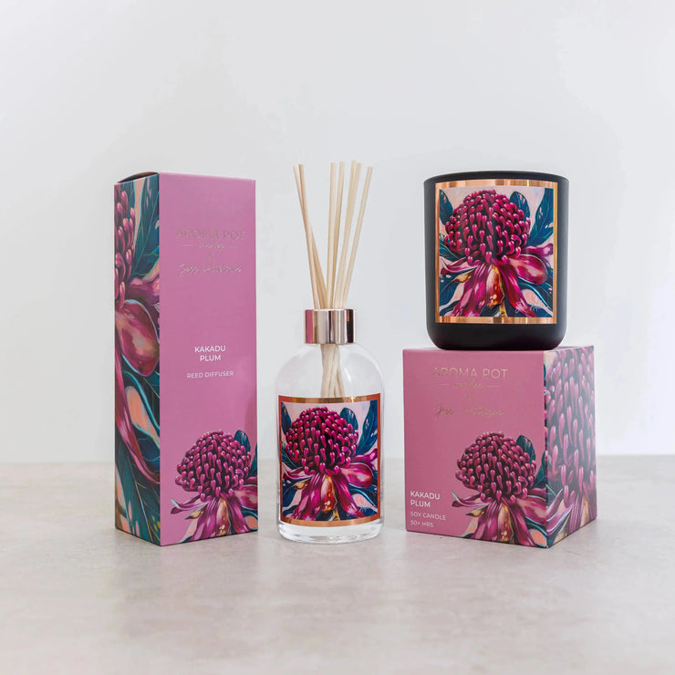 50+hrs Australian artist soy candle - Kakadu plum Aroma Pot