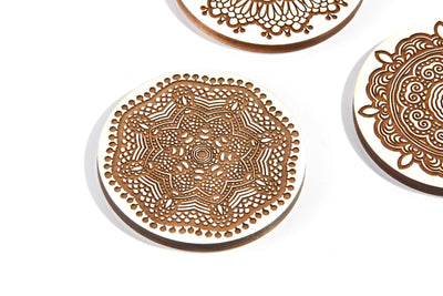 Floral Wood Coaster Set Lucca