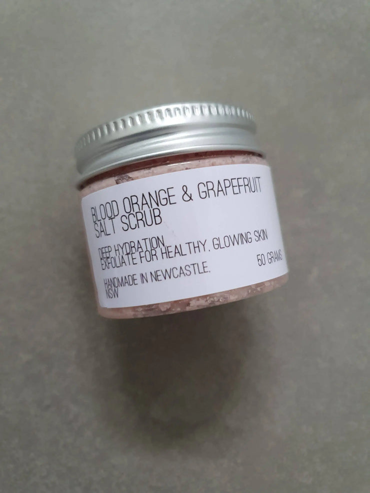Natural skincare scrub with blood orange and grapefruit