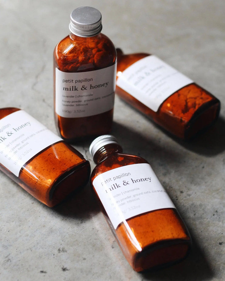 Milk & Honey Bath Milk: 100 Grams Glass Bottle Petit Papillon