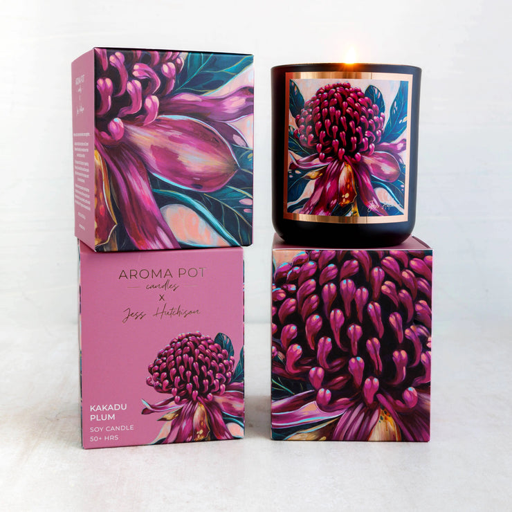 50+hrs Australian artist soy candle - Kakadu plum Aroma Pot