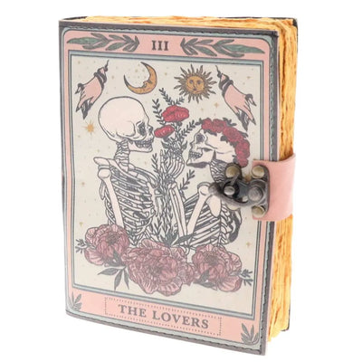 HANDMADE UNIQUE/MYSTICAL COLLECTION!- LEATHER JOURNAL - The Lovers Coloured 12cm x 17cm WONDER IMPORTS AUSTRALIA