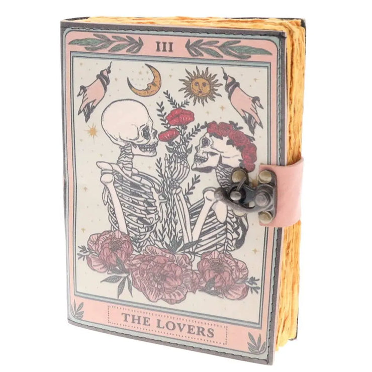 HANDMADE UNIQUE/MYSTICAL COLLECTION!- LEATHER JOURNAL - The Lovers Coloured 12cm x 17cm WONDER IMPORTS AUSTRALIA