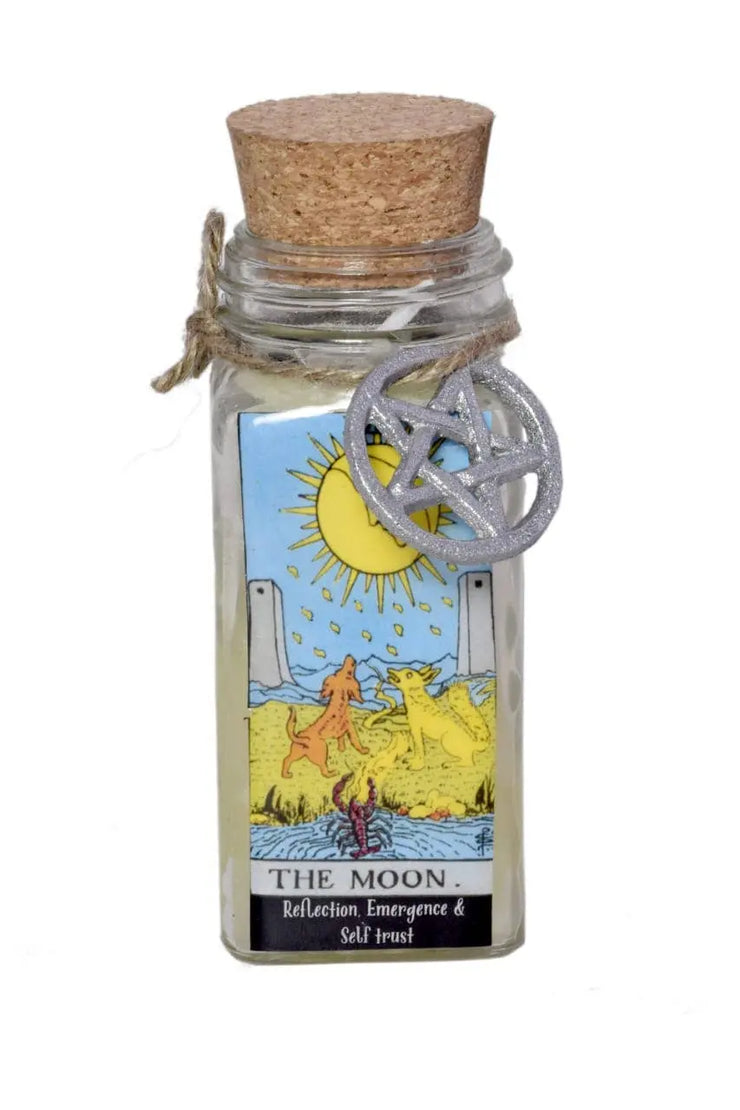 MYSTICAL FULL MOON RITUAL CANDE- The Moon Tarot 100gms with herbs and crystals WONDER IMPORTS AUSTRALIA