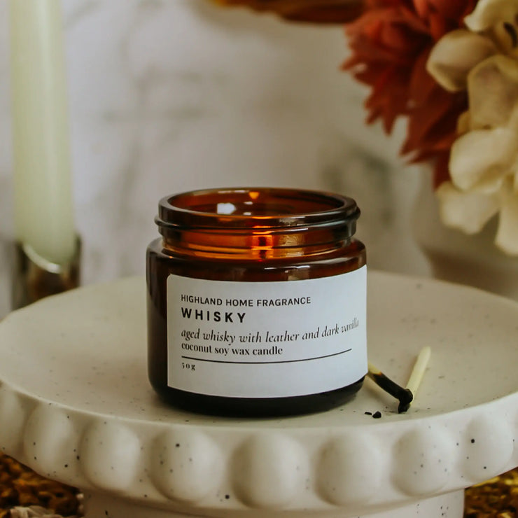 Whisky | Whisky & Leather | 50g Mini Travel Soy Candle Highland Home Fragrance