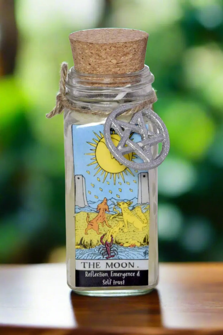 MYSTICAL FULL MOON RITUAL CANDE- The Moon Tarot 100gms with herbs and crystals WONDER IMPORTS AUSTRALIA