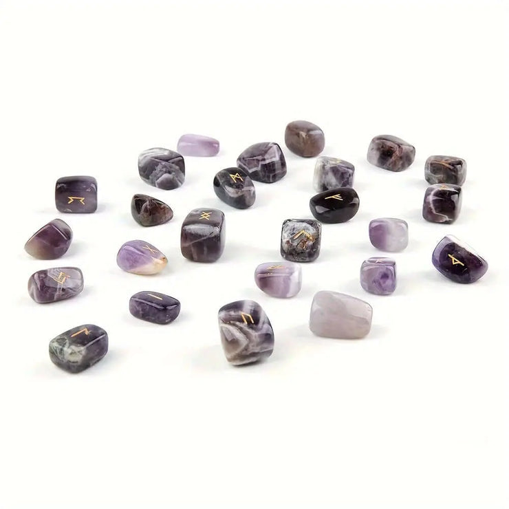 Spiritual natural stone rune set 25 pcs