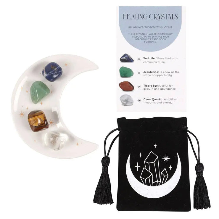 Success Healing Crystal Set with Moon Trinket Dish WONDER IMPORTS AUSTRALIA