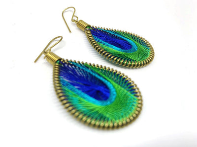 Stunning woven earring (Silk Tread)handmade products Comic Blueprint7