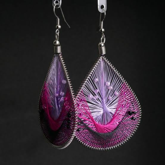 Stunning woven earring (Silk Tread)handmade products Comic Blueprint7
