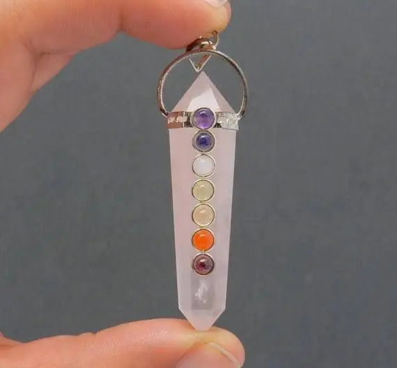 Rose Quartz 7chakra point hormony healing pendant CosmicBlueprint7