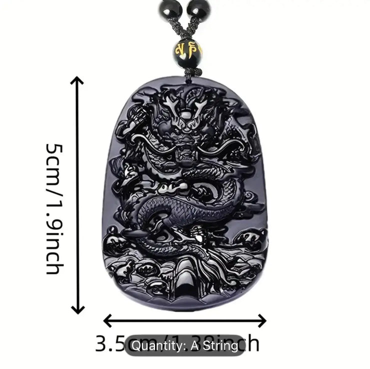 Natural Black Obsidian Dragon Amulet CosmicBlueprint7