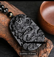 Natural Black Obsidian Dragon Amulet CosmicBlueprint7