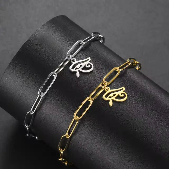 Dawapara Eye of Horus Bracelet Ancient Egyptian Protective Amulet Stainless Steel Charm Bracelet for Men Women aliexpress