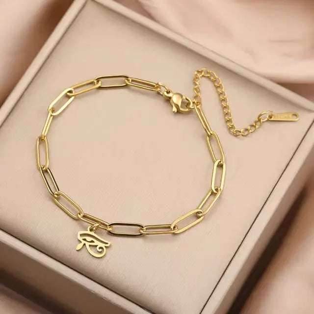 Dawapara Eye of Horus Bracelet Ancient Egyptian Protective Amulet Stainless Steel Charm Bracelet for Men Women aliexpress