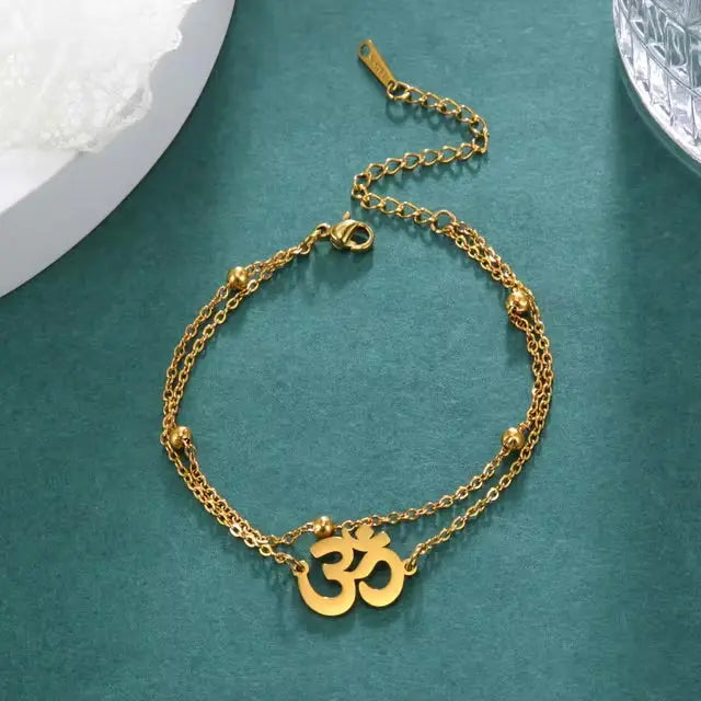 Dawapara Om Ohm Aum Charm Spiritual Pendant Stainless Steel Bracelet Yoga Jewelry Meditation Buddhist Spiritual Amulet Comic Blueprint7
