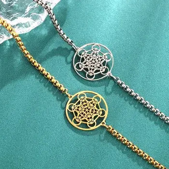 Metatron Cube Bracelet UNISEX Stainless Steel Archangel Day Bracelet Fashion Sacred Geometry Amulet Jewelry Gift - CosmicBlueprint7