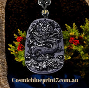 Natural Black Obsidian Dragon Amulet CosmicBlueprint7