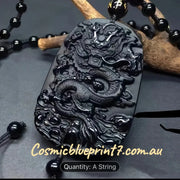 Natural Black Obsidian Dragon Amulet CosmicBlueprint7