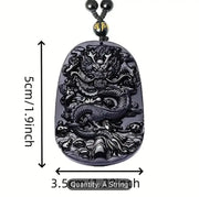 Men's Natural Obsidian Dragon Pixiu Necklace Pendant with Peace Buckle Amulet - Retro Style and Powerful Protection CosmicBlueprint7