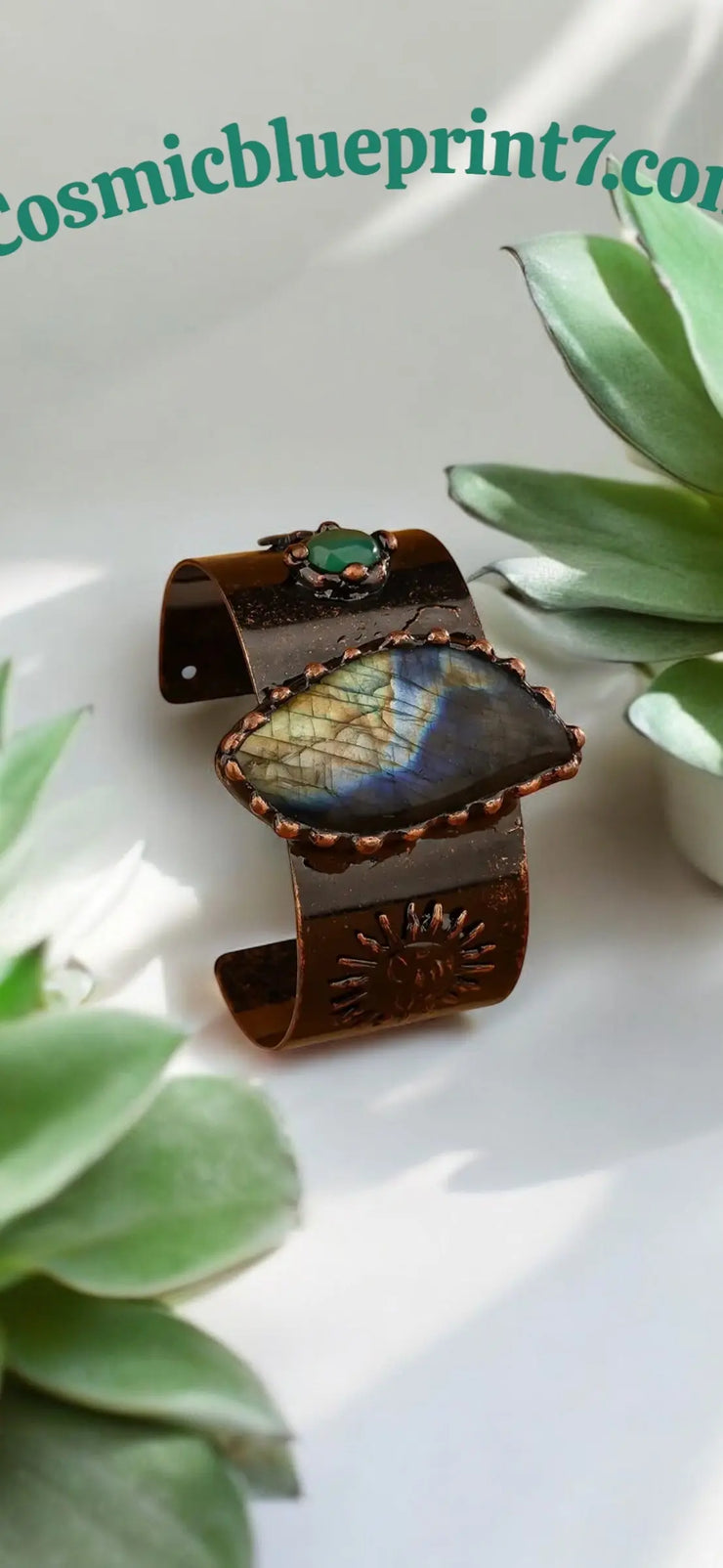 Labradorite Copper  cuff Bracelet _ CosmicBlueprint7