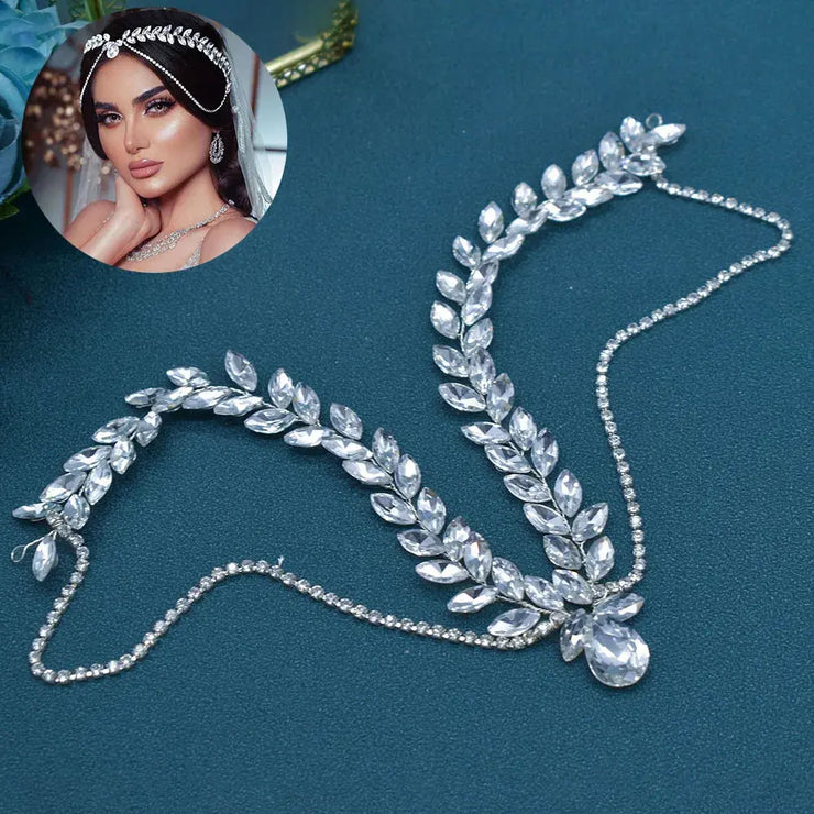 Goddess/Rhinestone Bridal Tiaras And Crowns Queen Diadem Crystal Wedding Headdress Bride Forehead Hairbands Bride Tiara Jewelry - CosmicBlueprint7