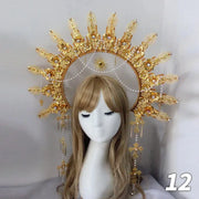 Gold Sun Crown Headband Sun Godmother's Crown Tiara Virgin Mary Gothic Fairy Goddess Hair Accessories DIY Tiara Making Material CosmicBlueprint7