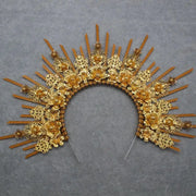 DIY Kit  Zip Tie Goddess Halo Crown Headpiece Gold Sunburst Celestial Pregnancy Maternity Headpiece Tiara - CosmicBlueprint7