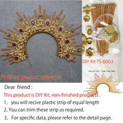 DIY Kit  Zip Tie Goddess Halo Crown Headpiece Gold Sunburst Celestial Pregnancy Maternity Headpiece Tiara - CosmicBlueprint7