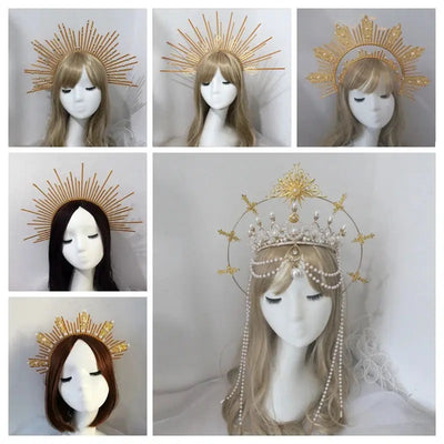 Baroque Style Diy Lolita Crown Material Church Sun Goddess Crown Virgin Mary Lolita DIY Tiara Crown Making Kit Hair Accessories CosmicBlueprint7