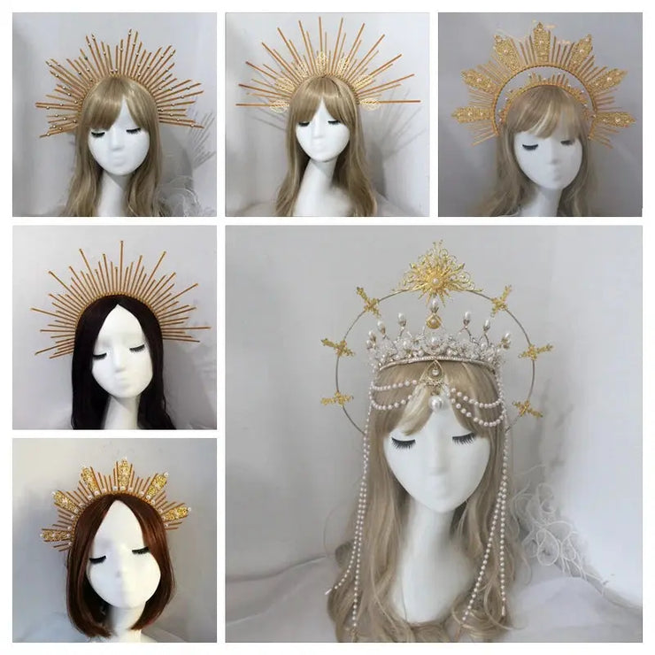 Baroque Style Diy Lolita Crown Material Church Sun Goddess Crown Virgin Mary Lolita DIY Tiara Crown Making Kit Hair Accessories CosmicBlueprint7