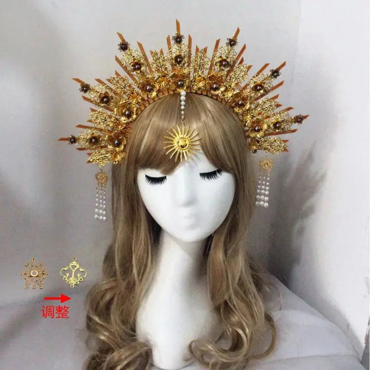 DIY Kit  Zip Tie Goddess Halo Crown Headpiece Gold Sunburst Celestial Pregnancy Maternity Headpiece Tiara - CosmicBlueprint7