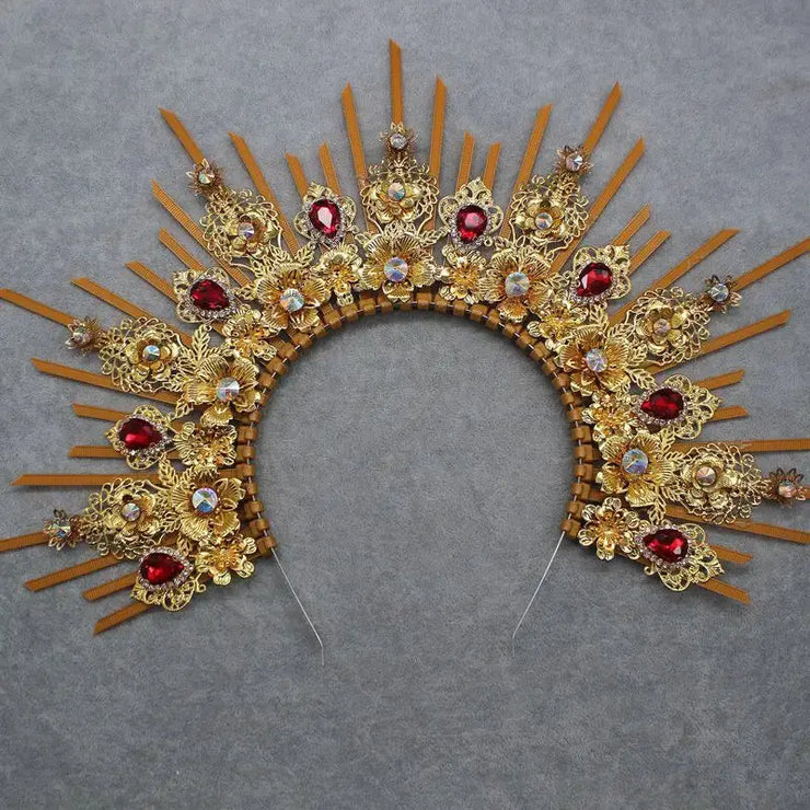 DIY Kit  Zip Tie Goddess Halo Crown Headpiece Gold Sunburst Celestial Pregnancy Maternity Headpiece Tiara - CosmicBlueprint7
