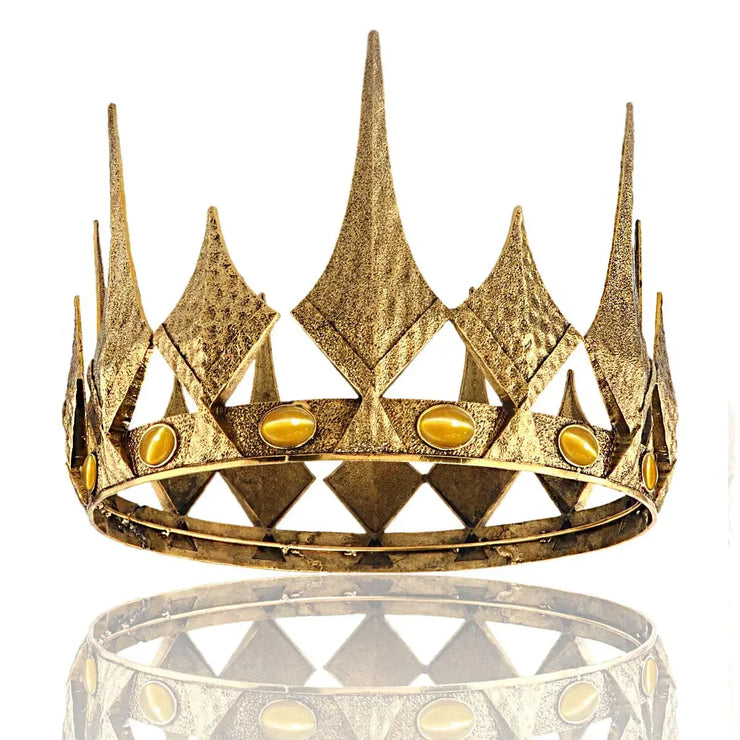 Big  Round Metal Crown With Imitation Gem Royal Ball Party Tiara CosmicBlueprint7