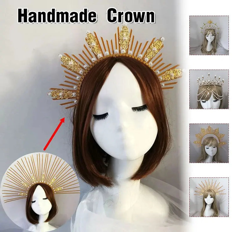 Baroque Style Diy Lolita Crown Material Church Sun Goddess Crown Virgin Mary Lolita DIY Tiara Crown Making Kit Hair Accessories CosmicBlueprint7