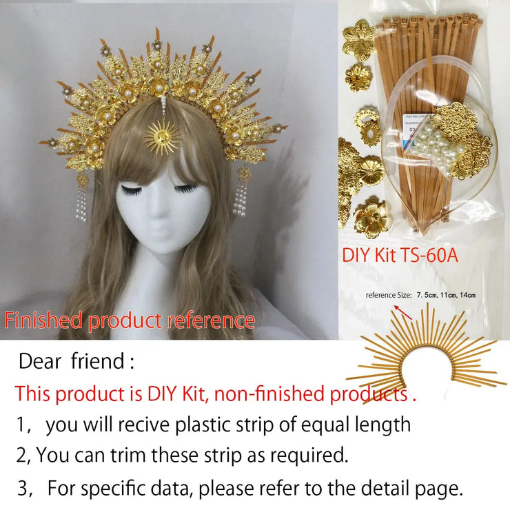 DIY Kit  Zip Tie Goddess Halo Crown Headpiece Gold Sunburst Celestial Pregnancy Maternity Headpiece Tiara - CosmicBlueprint7