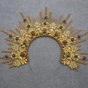 DIY Kit  Zip Tie Goddess Halo Crown Headpiece Gold Sunburst Celestial Pregnancy Maternity Headpiece Tiara - CosmicBlueprint7