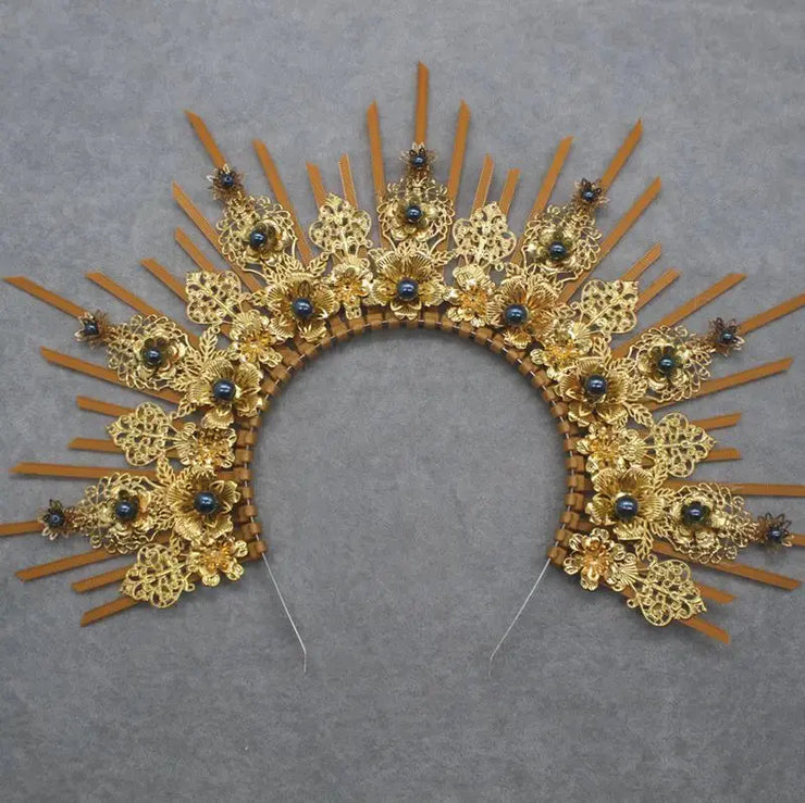 DIY Kit  Zip Tie Goddess Halo Crown Headpiece Gold Sunburst Celestial Pregnancy Maternity Headpiece Tiara - CosmicBlueprint7