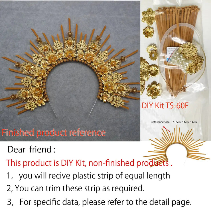 DIY Kit  Zip Tie Goddess Halo Crown Headpiece Gold Sunburst Celestial Pregnancy Maternity Headpiece Tiara - CosmicBlueprint7