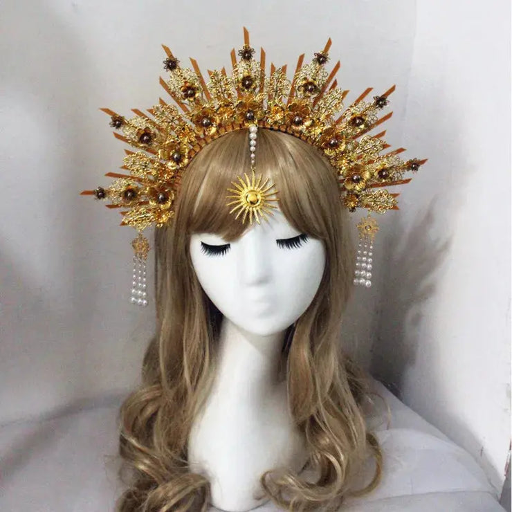 DIY Kit  Zip Tie Goddess Halo Crown Headpiece Gold Sunburst Celestial Pregnancy Maternity Headpiece Tiara CosmicBlueprint7