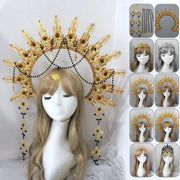 Gold Sun Crown Headband Sun Godmother's Crown Tiara Virgin Mary Gothic Fairy Goddess Hair Accessories DIY Tiara Making Material CosmicBlueprint7
