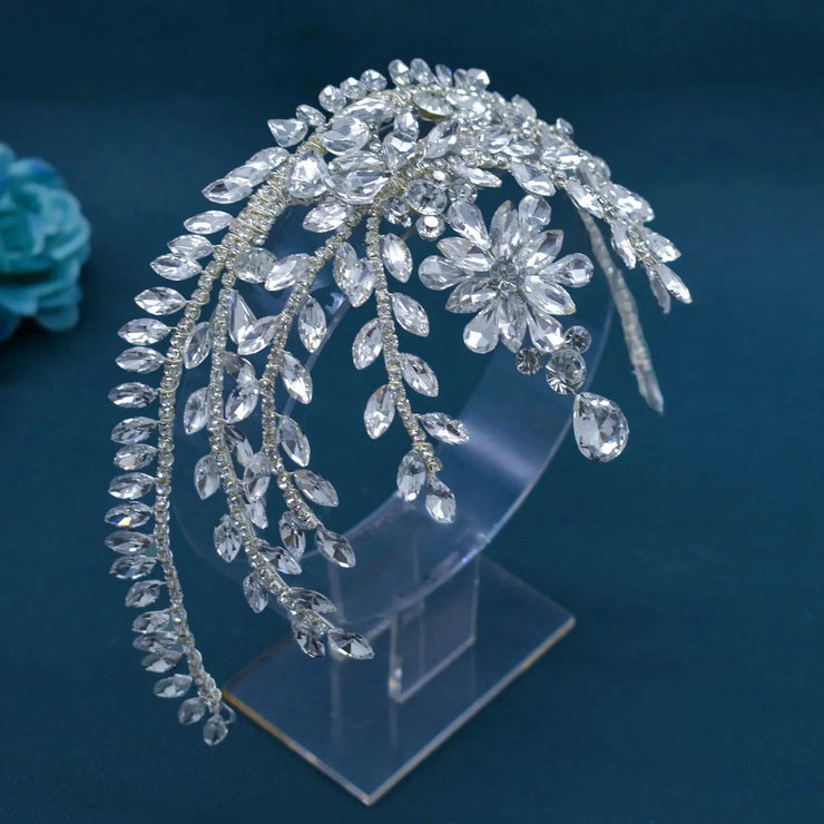 Goddess/Rhinestone Bridal Tiaras And Crowns Queen Diadem Crystal Wedding Headdress Bride Forehead Hairbands Bride Tiara Jewelry CosmicBlueprint7