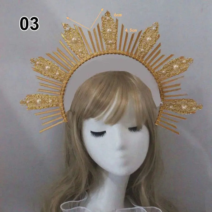 Baroque Style Diy Lolita Crown Material Church Sun Goddess Crown Virgin Mary Lolita DIY Tiara Crown Making Kit Hair Accessories CosmicBlueprint7