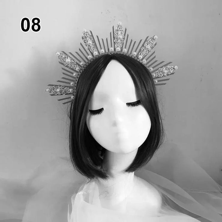 Baroque Style Diy Lolita Crown Material Church Sun Goddess Crown Virgin Mary Lolita DIY Tiara Crown Making Kit Hair Accessories CosmicBlueprint7