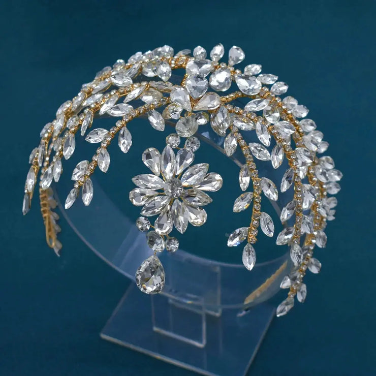 Goddess/Rhinestone Bridal Tiaras And Crowns Queen Diadem Crystal Wedding Headdress Bride Forehead Hairbands Bride Tiara Jewelry - CosmicBlueprint7
