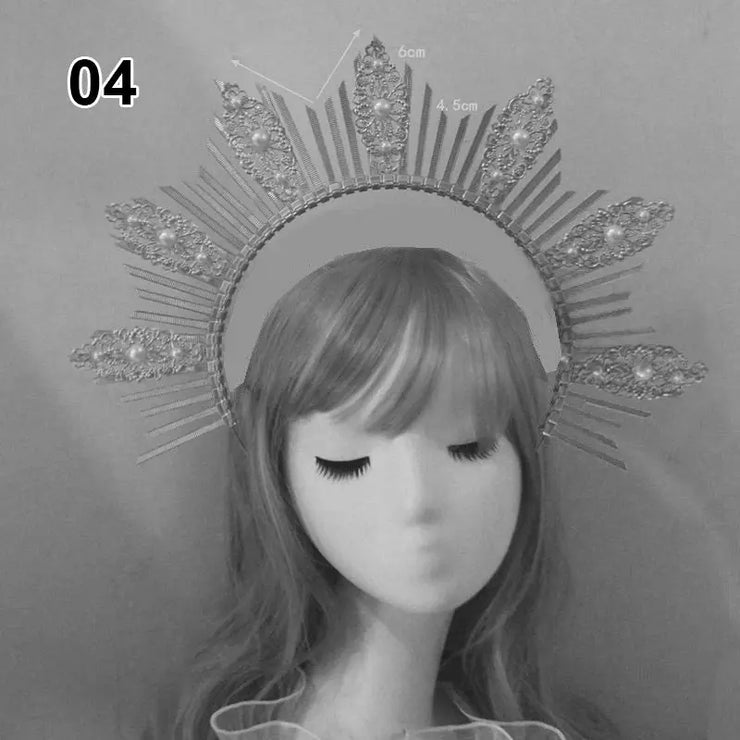Baroque Style Diy Lolita Crown Material Church Sun Goddess Crown Virgin Mary Lolita DIY Tiara Crown Making Kit Hair Accessories CosmicBlueprint7