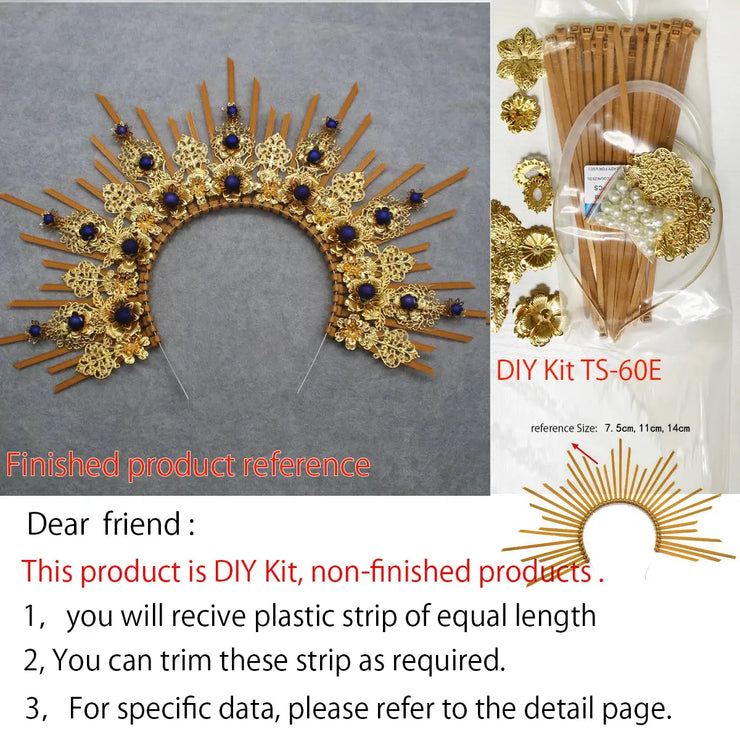 DIY Kit  Zip Tie Goddess Halo Crown Headpiece Gold Sunburst Celestial Pregnancy Maternity Headpiece Tiara - CosmicBlueprint7