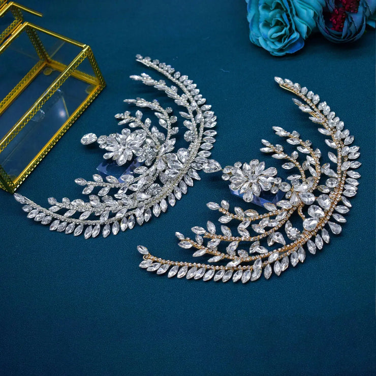 Goddess/Rhinestone Bridal Tiaras And Crowns Queen Diadem Crystal Wedding Headdress Bride Forehead Hairbands Bride Tiara Jewelry CosmicBlueprint7
