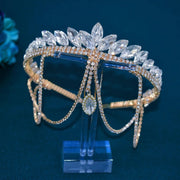 Goddess/Rhinestone Bridal Tiaras And Crowns Queen Diadem Crystal Wedding Headdress Bride Forehead Hairbands Bride Tiara Jewelry - CosmicBlueprint7