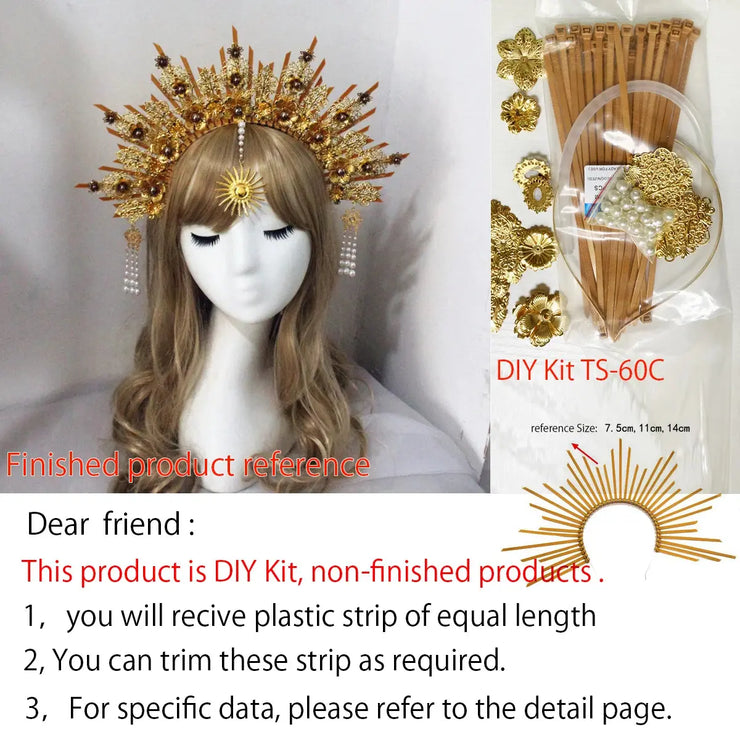 DIY Kit  Zip Tie Goddess Halo Crown Headpiece Gold Sunburst Celestial Pregnancy Maternity Headpiece Tiara - CosmicBlueprint7